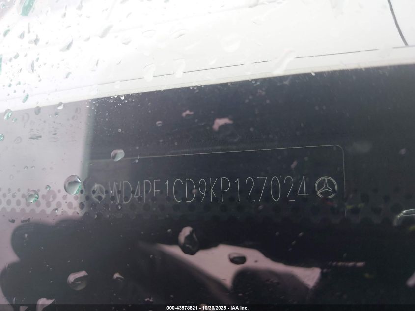 2019 Mercedes-Benz Sprinter 2500 High Roof V6 VIN: WD4PF1CD9KP127024 Lot: 43578821