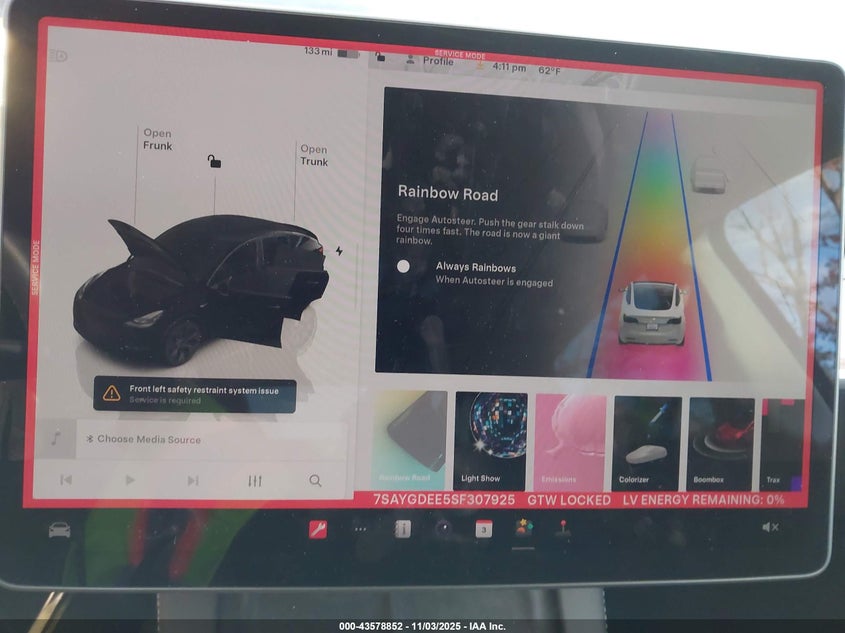 2025 Tesla Model Y Long Range Dual Motor All-Wheel Drive VIN: 7SAYGDEE5SF307925 Lot: 43578852