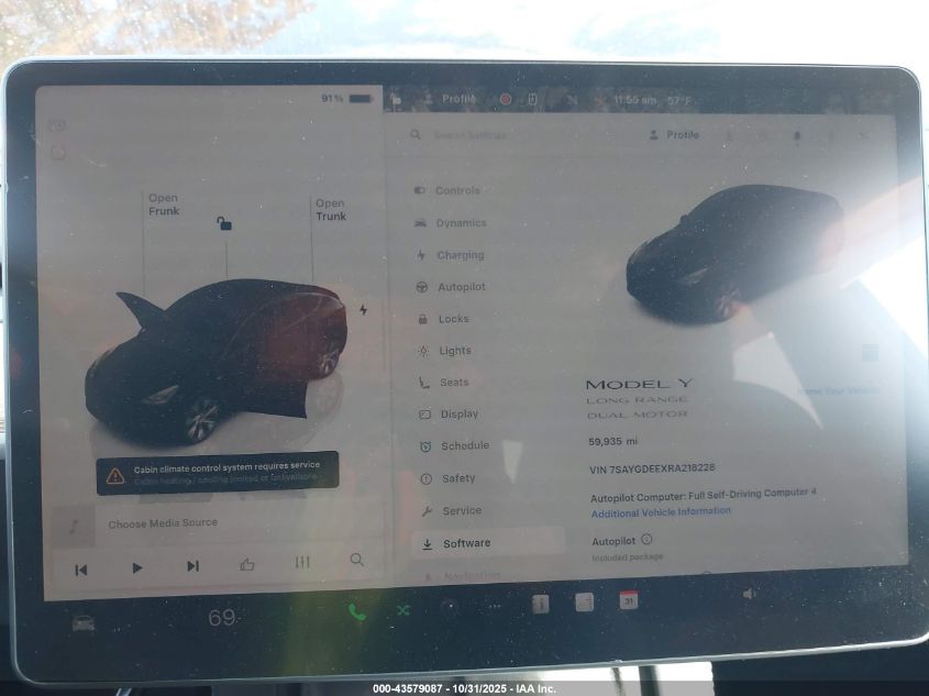 2024 Tesla Model Y Long Range Dual Motor All-Wheel Drive VIN: 7SAYGDEEXRA218228 Lot: 43579087