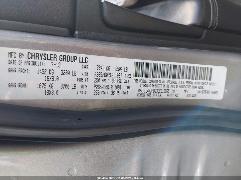 2014 JEEP GRAND CHEROKEE LIMITED - 1C4RJFBG3EC219865