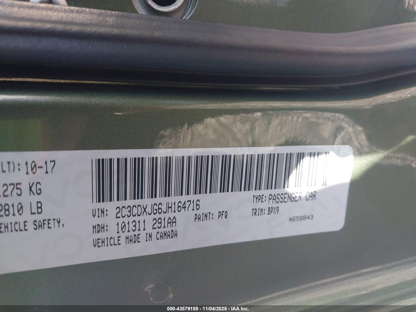 2018 DODGE CHARGER GT AWD 2C3CDXJG6JH164716