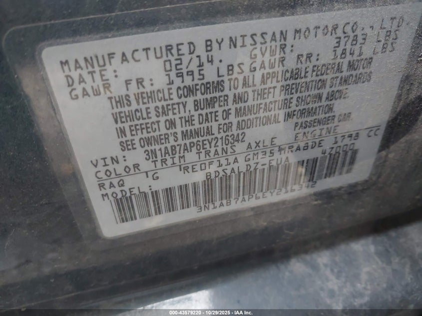 3N1AB7AP6EY216342 2014 NISSAN SENTRA photo no. 9