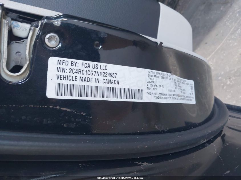 2022 Chrysler Voyager Lx VIN: 2C4RC1CG7NR224957 Lot: 43579720