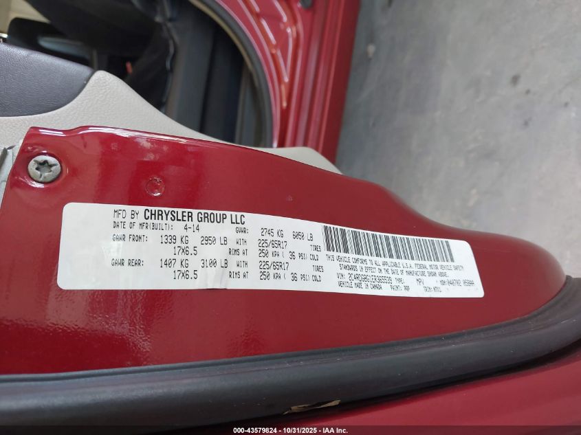 2014 Dodge Grand Caravan Se 30Th Anniversary VIN: 2C4RDGBG1ER365539 Lot: 43579824