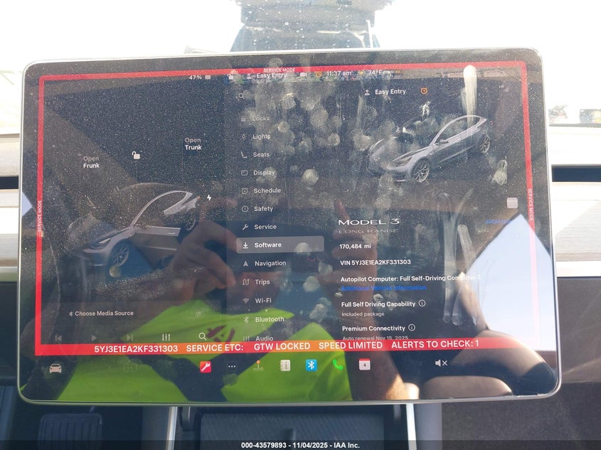 2019 Tesla Model 3 Long Range/Mid Range/Standard Range/Standard Range Plus VIN: 5YJ3E1EA2KF331303 Lot: 43579893