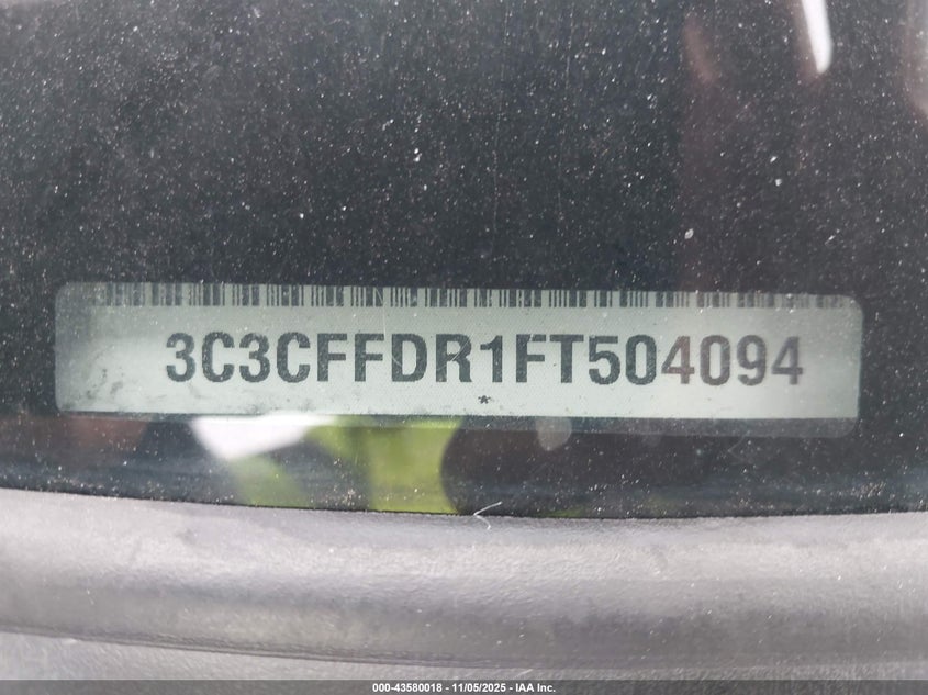 2015 Fiat 500C Pop VIN: 3C3CFFDR1FT504094 Lot: 43580018