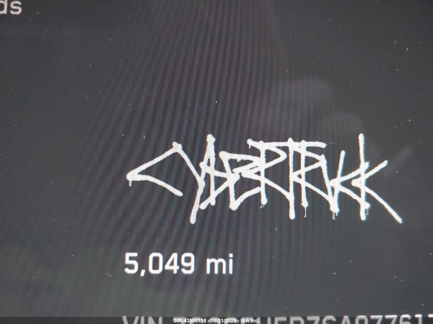 2025 Tesla Cybertruck All-Wheel Drive VIN: 7G2CEHED7SA077617 Lot: 43580118