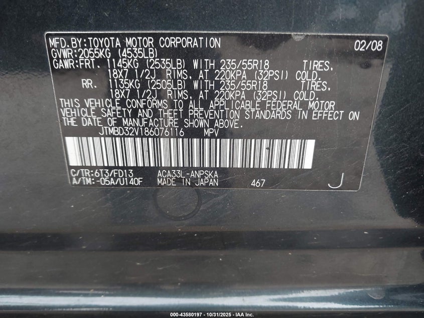 JTMBD32V186076116 2008 TOYOTA RAV 4 photo no. 9