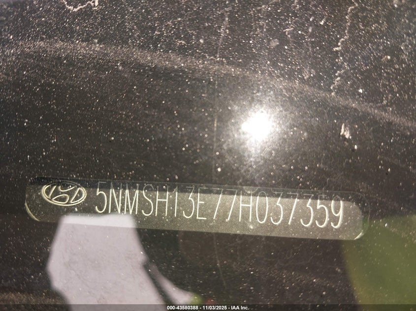 5NMSH13E77H037359 2007 HYUNDAI SANTA FE photo no. 9