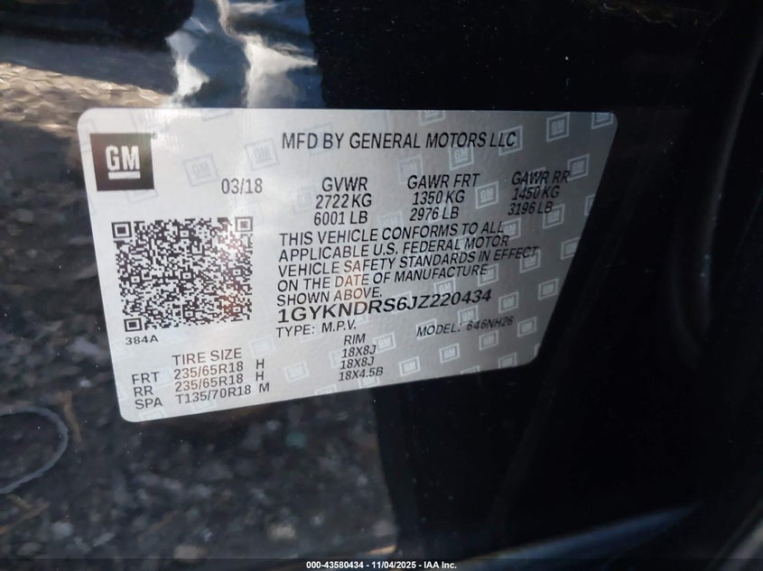 2018 CADILLAC XT5 LUXURY - 1GYKNDRS6JZ220434