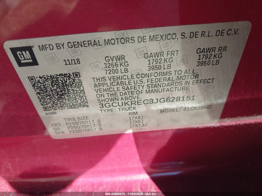 2018 CHEVROLET SILVERADO 1500 1LT - 3GCUKREC3JG628151