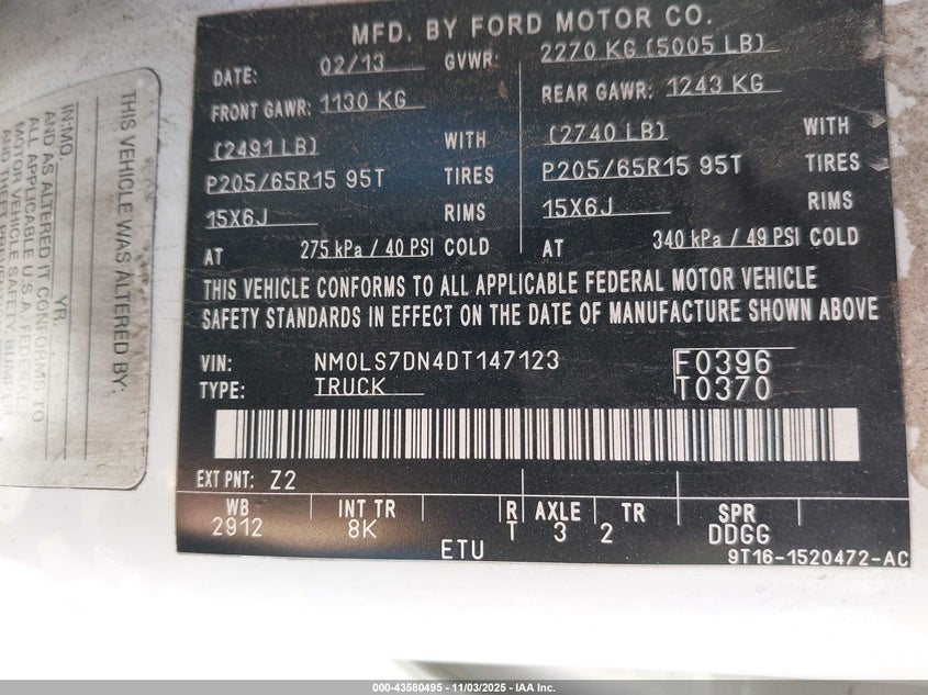 2013 FORD TRANSIT CONNECT XLT - NM0LS7DN4DT147123