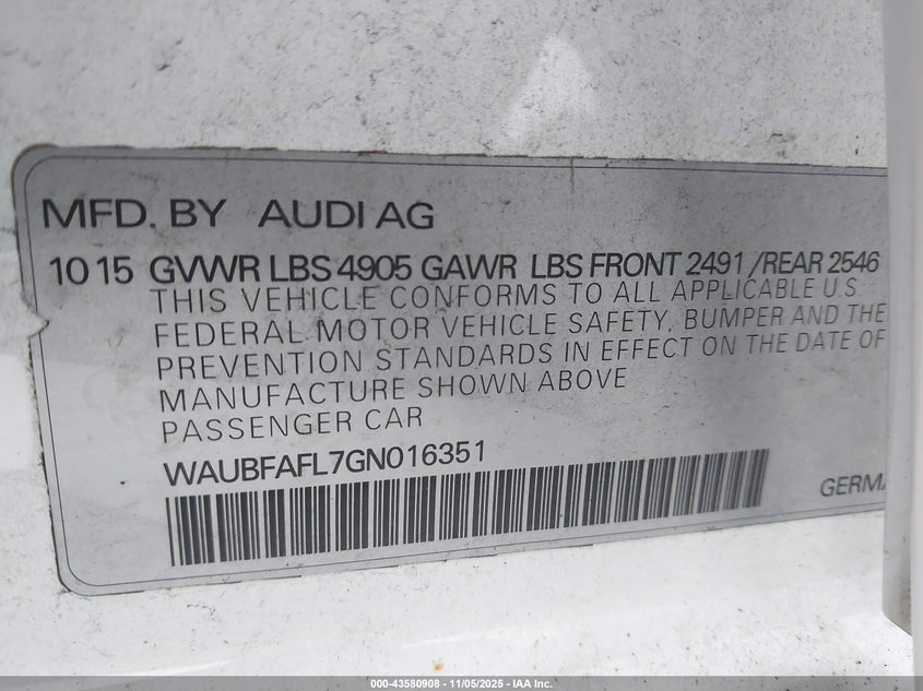 2016 AUDI A4 2.0T PREMIUM - WAUBFAFL7GN016351