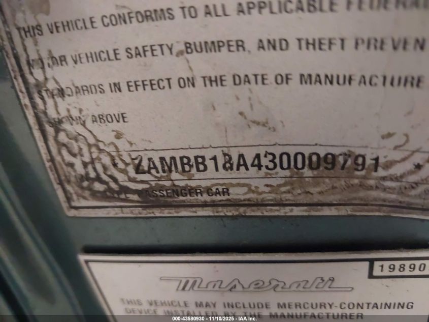 2003 Maserati Spyder Cambiocorsa/Gt VIN: ZAMBB18A430009791 Lot: 43580930