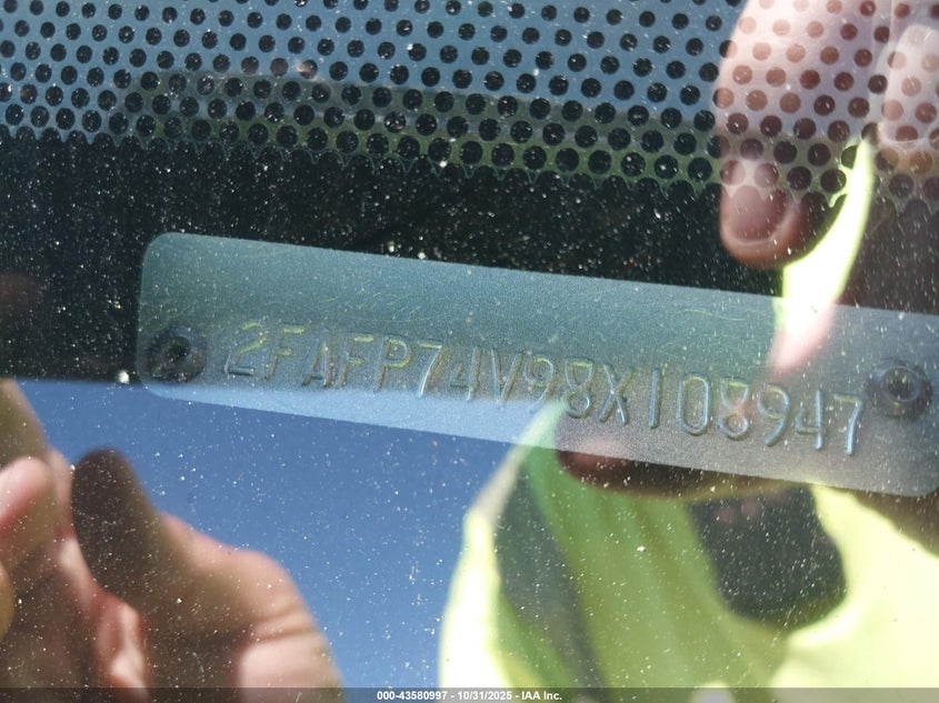 2008 Ford Crown Victoria Lx VIN: 2FAFP74V98X108947 Lot: 43580997