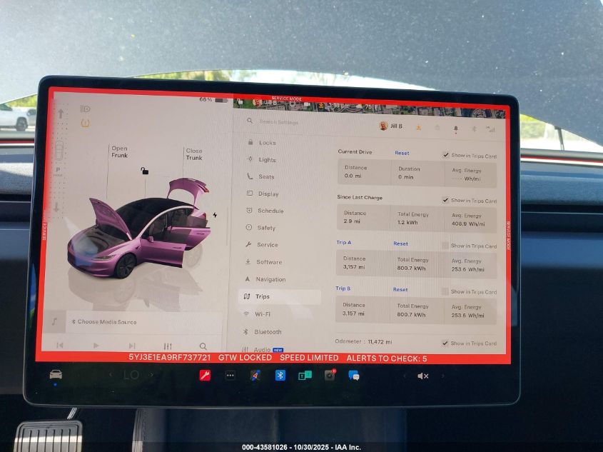2024 Tesla Model 3 Long Range Dual Motor All-Wheel Drive/Rear-Wheel Drive VIN: 5YJ3E1EA9RF737721 Lot: 43581026