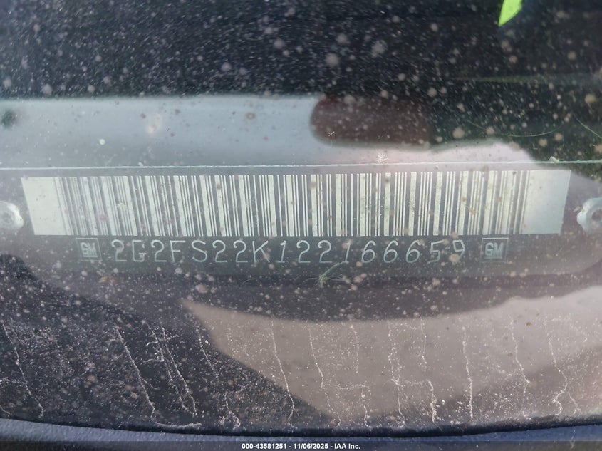 2002 Pontiac Firebird VIN: 2G2FS22K122166659 Lot: 43581251