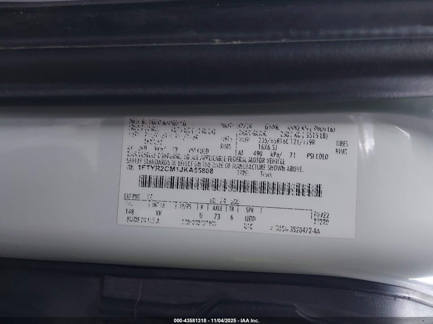 2018 FORD TRANSIT-250 1FTYR2CM1JKA55808