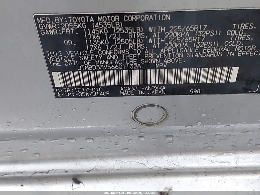 JTMBD33V566011328 2006 TOYOTA RAV 4 photo no. 9