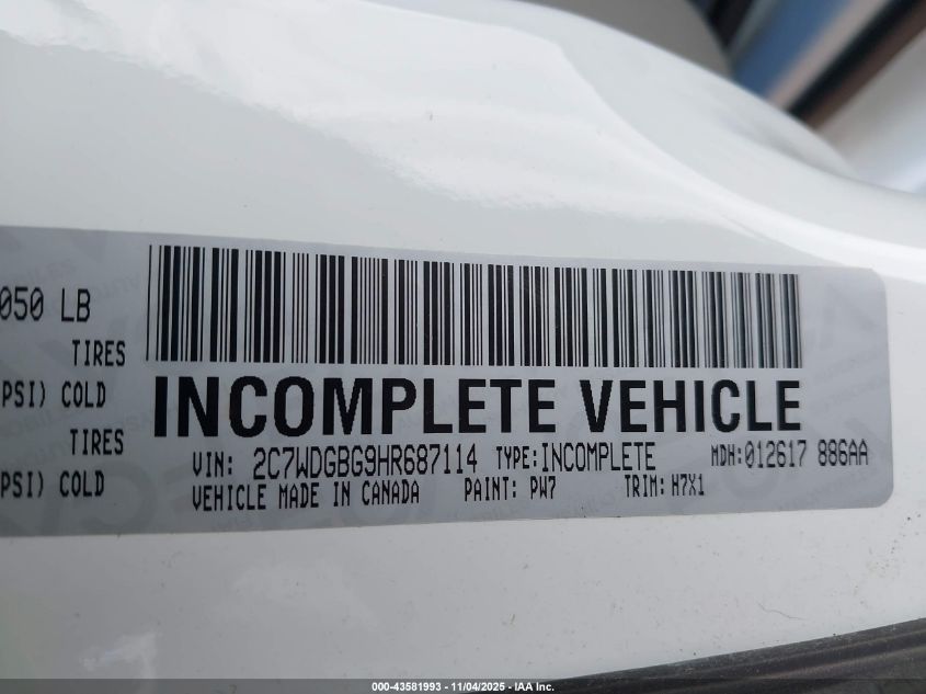 2017 Dodge Grand Caravan Se VIN: 2C7WDGBG9HR687114 Lot: 43581993