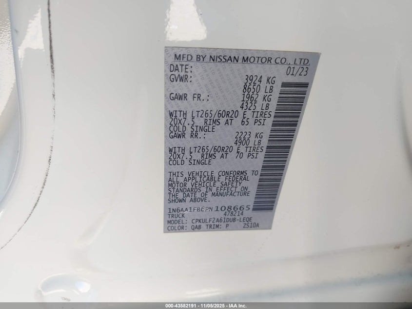 2023 NISSAN TITAN XD PLATINUM RESERVE 4X4 1N6AA1FB6PN108665