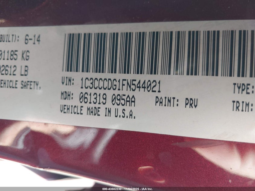 2015 CHRYSLER 200 S - 1C3CCCDG1FN544021