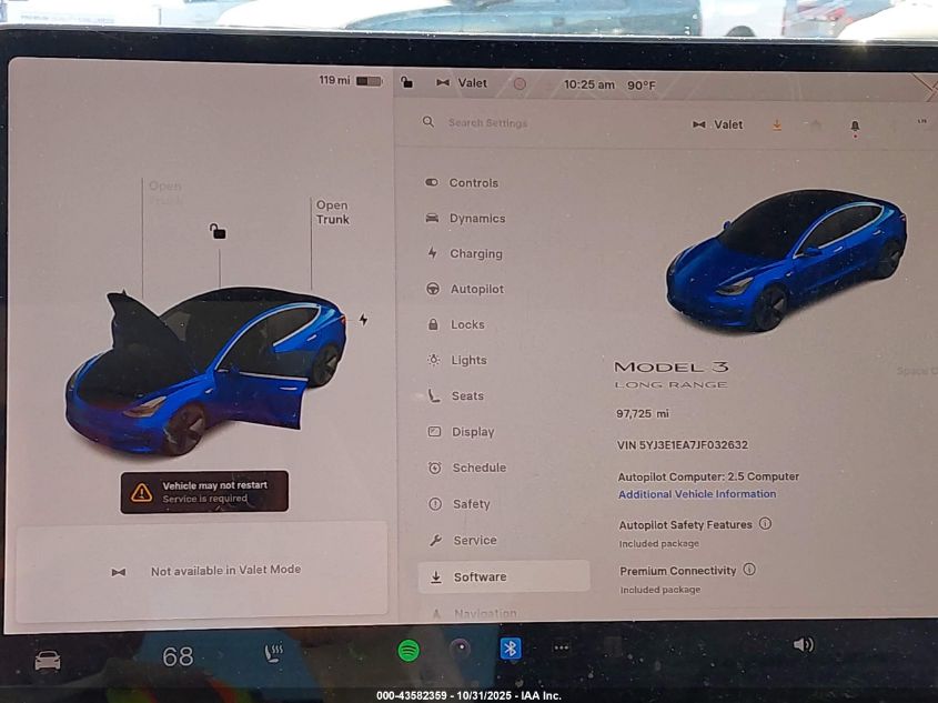 2018 Tesla Model 3 VIN: 5YJ3E1EA7JF032632 Lot: 43582359