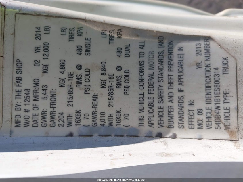 2014 Isuzu Npr Gas Reg VIN: 54DB4W1B1ES800314 Lot: 43582668