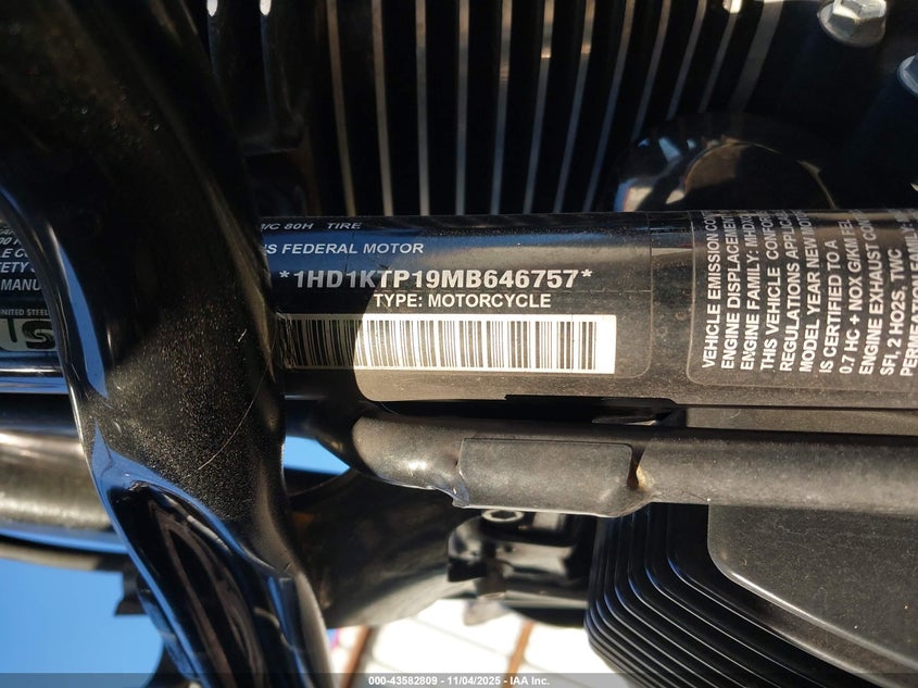 2021 Harley-Davidson Fltrxs VIN: 1HD1KTP19MB646757 Lot: 43582809