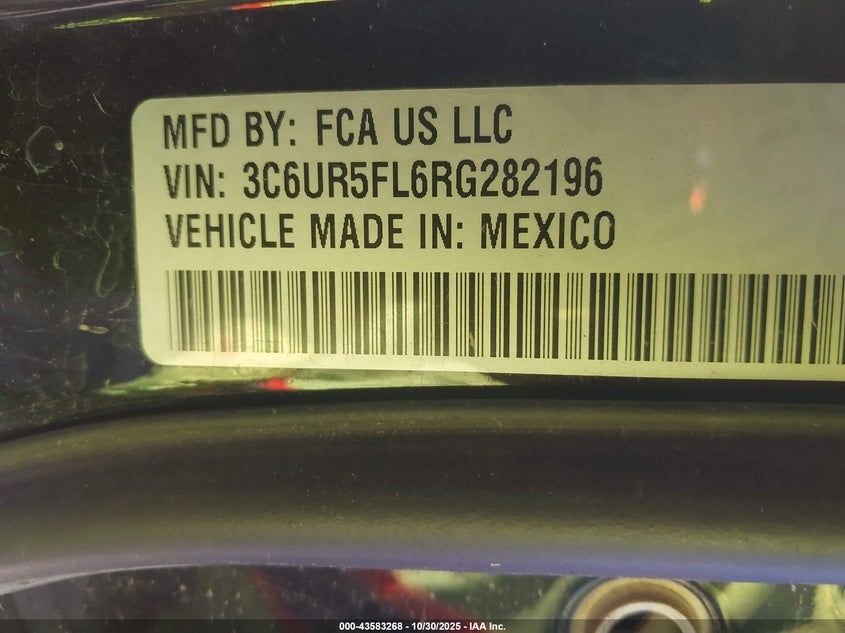 2024 Ram 2500 Laramie 4X4 6'4 Box VIN: 3C6UR5FL6RG282196 Lot: 43583268