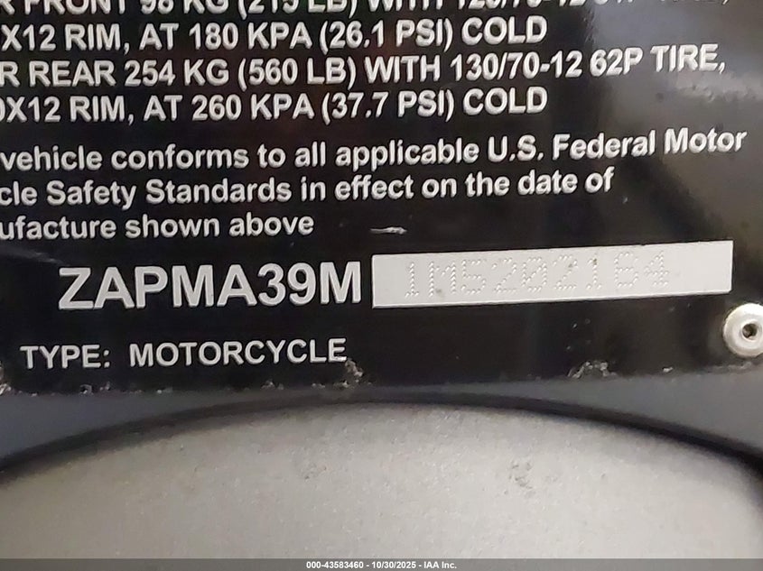 ZAPMA39M1M5202164 2021 VESPA  photo no. 10