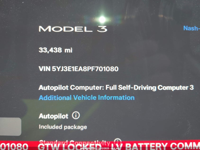 2023 Tesla Model 3 Rear-Wheel Drive VIN: 5YJ3E1EA8PF701080 Lot: 43583590