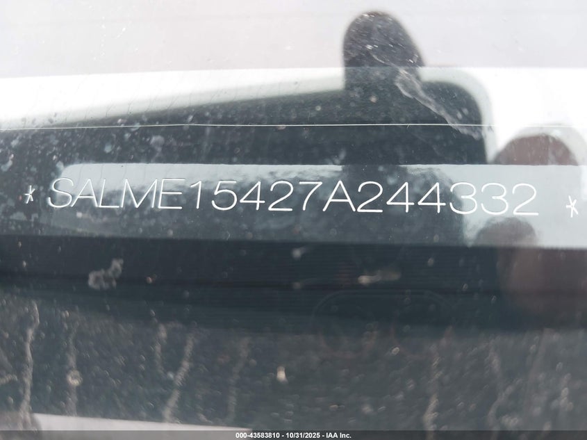 2007 Land Rover Range Rover Hse VIN: SALME15427A244332 Lot: 43583810