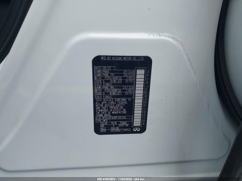 2024 INFINITI QX50 SPORT 3PCAJ5FA2RF102106