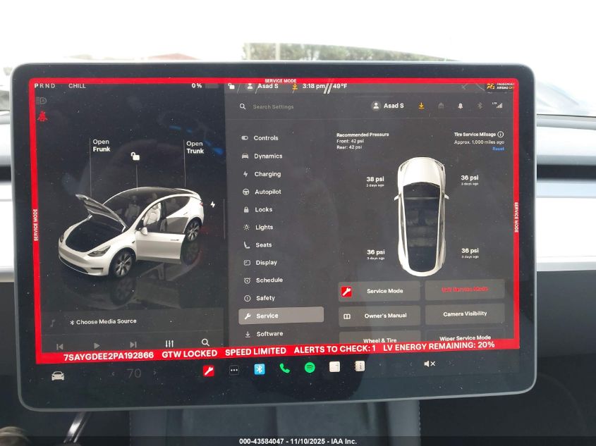 2023 Tesla Model Y Awd/Long Range Dual Motor All-Wheel Drive VIN: 7SAYGDEE2PA192866 Lot: 43584047