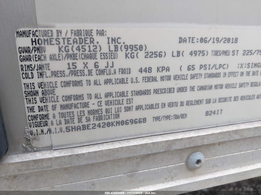 5HABE2420KN069668 2019   photo no. 9