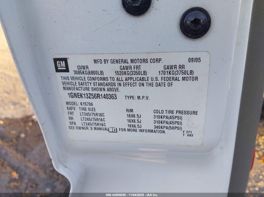 1GNEK13Z56R140363 2006 CHEVROLET TAHOE photo no. 9