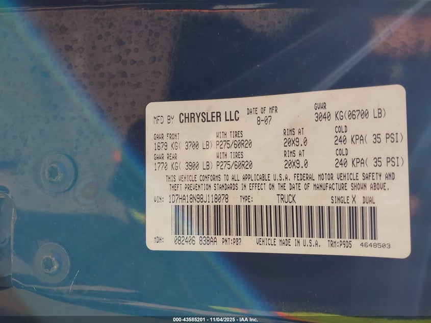 2003 Dodge Ram 1500 Slt/Laramie/St VIN: 1D3HA18D03J669002 Lot: 43585201