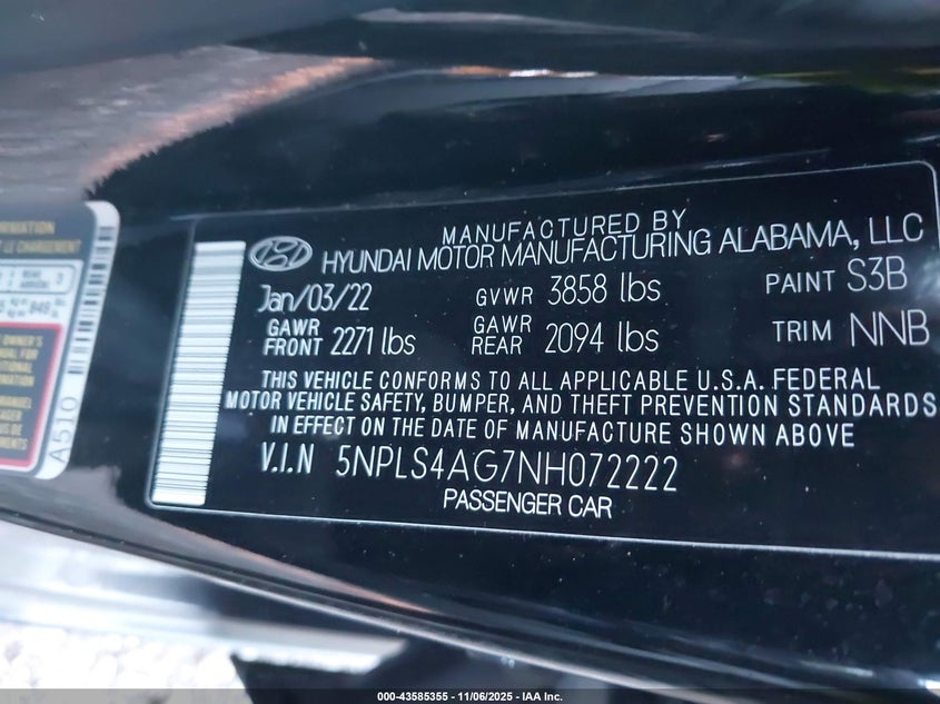 2022 HYUNDAI ELANTRA SEL 5NPLS4AG7NH072222