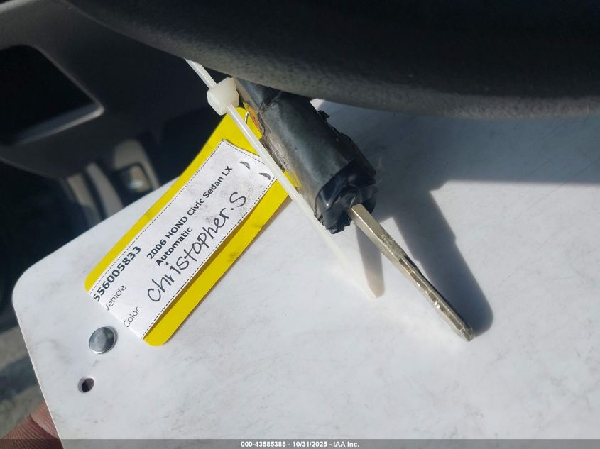2006 Honda Civic Lx VIN: 1HGFA16546L066723 Lot: 43585385
