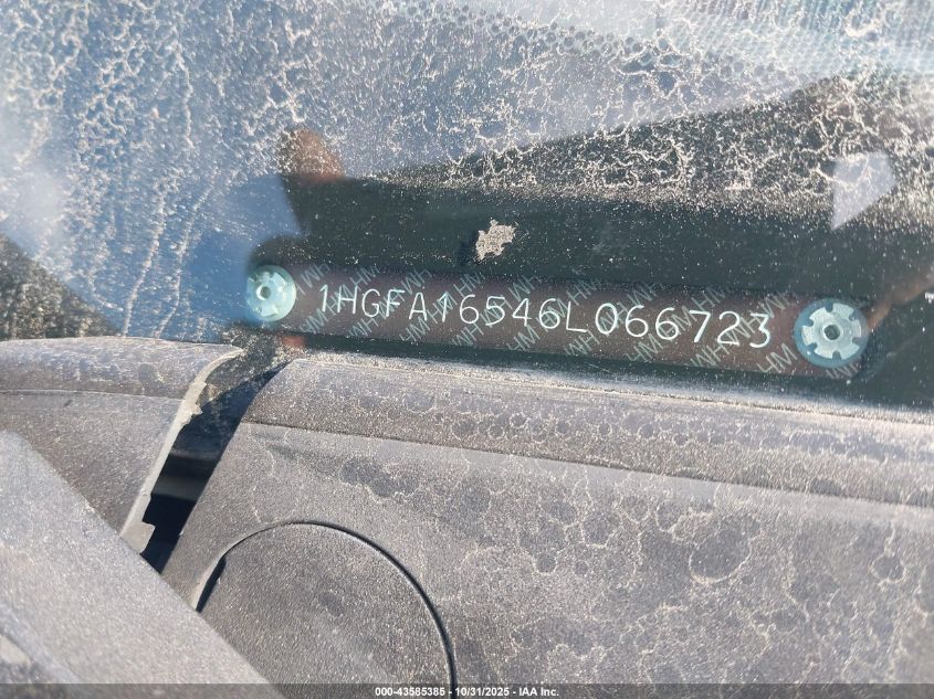 2006 Honda Civic Lx VIN: 1HGFA16546L066723 Lot: 43585385