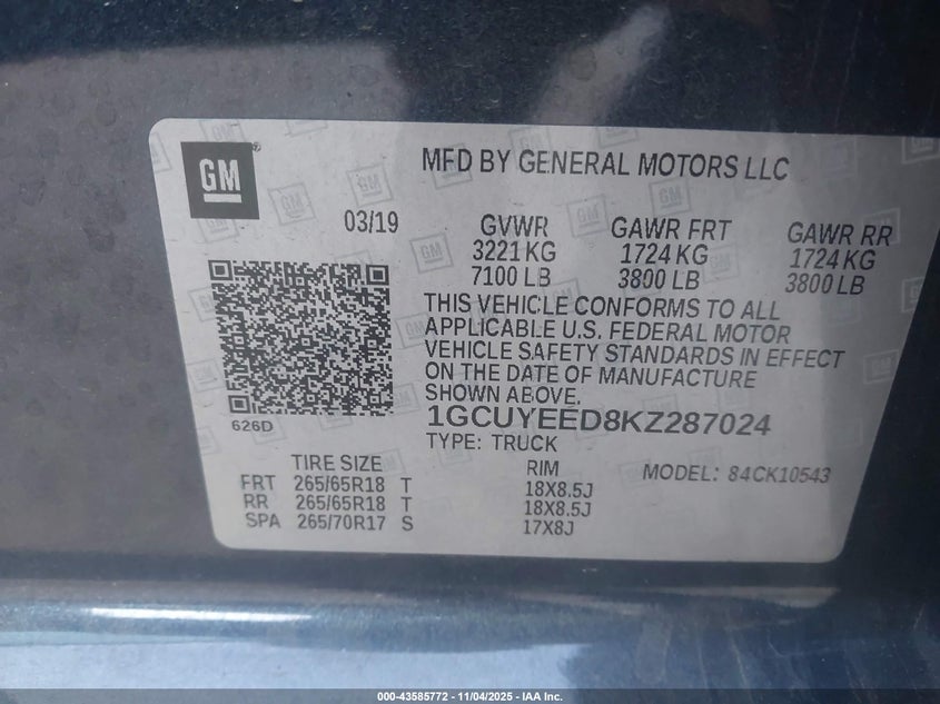 2019 CHEVROLET SILVERADO 1500 RST - 1GCUYEED8KZ287024