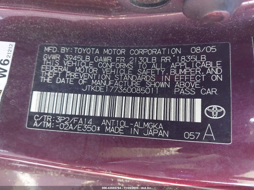 JTKDE177360085011 2006 SCION TC photo no. 9
