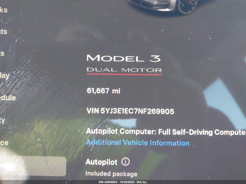 2022 Tesla Model 3 Performance Dual Motor All-Wheel Drive VIN: 5YJ3E1EC7NF269905 Lot: 43585883