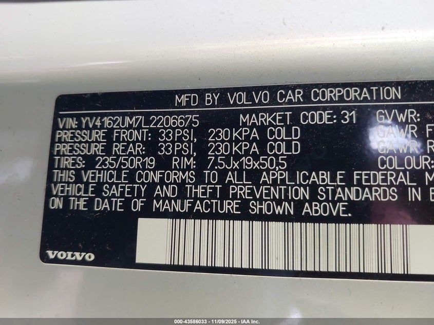 2020 Volvo Xc40 T5 R-Design VIN: YV4162UM7L2206675 Lot: 43586033