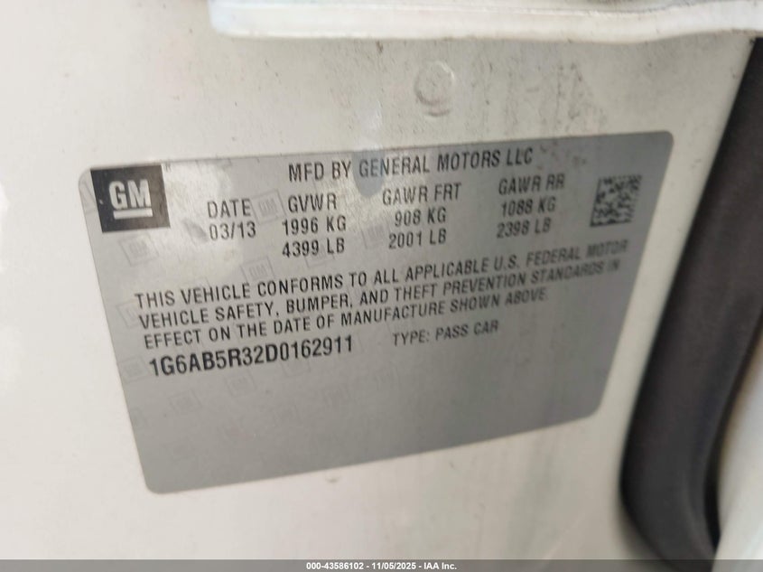 2013 CADILLAC ATS LUXURY - 1G6AB5R32D0162911
