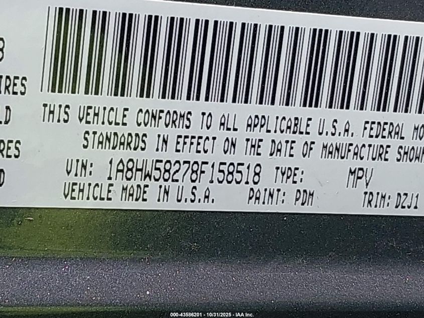 2008 Chrysler Aspen Limited VIN: 1A8HW58278F158518 Lot: 43586201