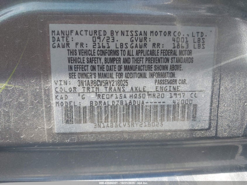 2024 NISSAN SENTRA SV XTRONIC CVT 3N1AB8CV5RY218025