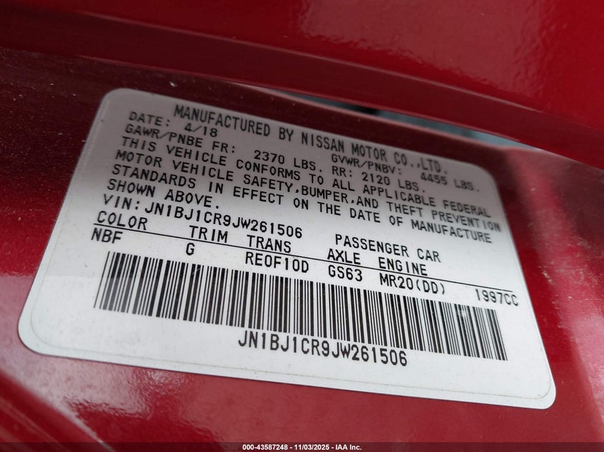 2018 NISSAN ROGUE SPORT SL JN1BJ1CR9JW261506