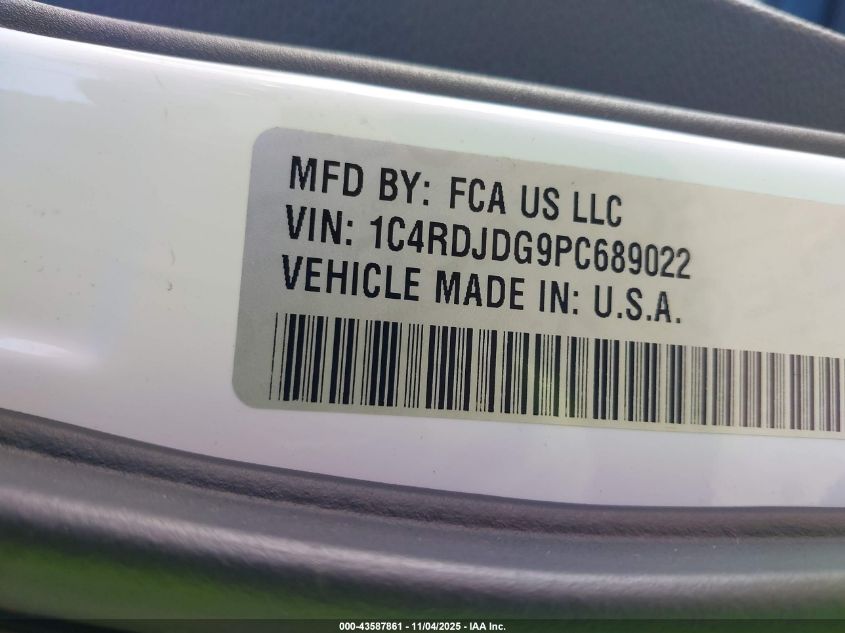 2023 Dodge Durango Gt Plus Awd VIN: 1C4RDJDG9PC689022 Lot: 43587861